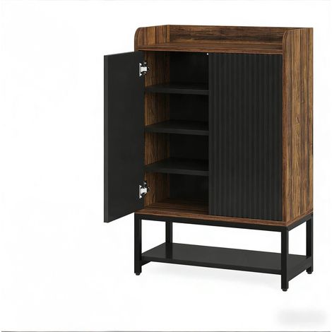 Meuble à chaussures étroit pour entrée et petits espaces avec 5 niveaux de rangement, portes push-to-open, format compact 73 x 35 x 105,5 cm, style vintage - CHICFURN (1/5)