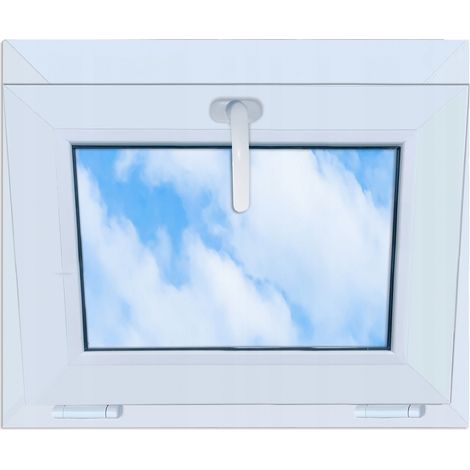 Finestra in PVC bianco, basculante, 60x50, nuova, 600x500, basculante dall'alto, con doppio vetro