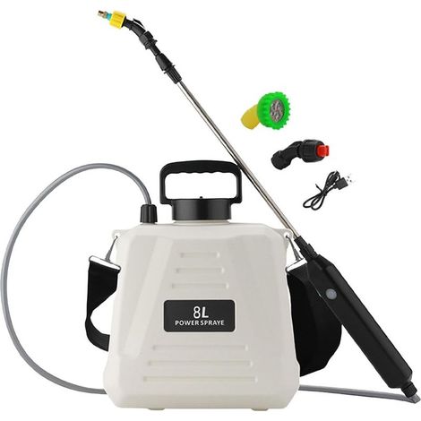 Pulvérisateur électrique à Baguettes télescopiques, pulvérisateur d'eau de Jardin pour Le Nettoyage de la Maison, 8L Blanc (1/5)