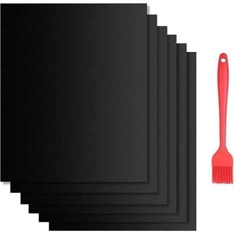 BBQ-Grillmatten – 6er-Pack 40 x 33 cm Antihaft-BBQ-Grillmatten für Holzkohle-, Gas- oder Elektrogrills, universelle Ofeneinlagen – hitzebeständig, wiederverwendbar und waschbar – (1/4)