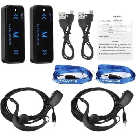 Set of 2 portable walkie-talkies for adults, two-way radios, mini restaurant walkie-talkies, 0.5 W, UHF 400-480 MHz - AquaForge (1/2)