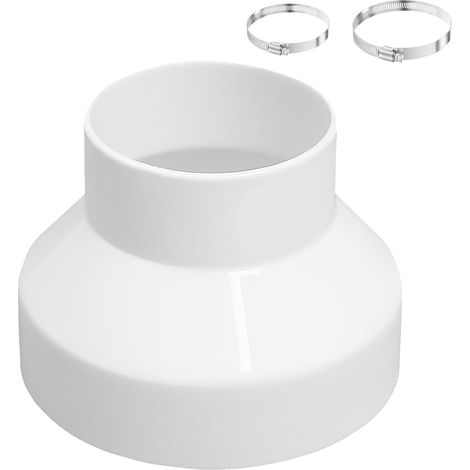 Réducteur pour conduits de ventilation, réducteur de 150 mm à 100 mm pour la réduction des conduits, conversion de ventilation, couleur blanche (1/5)