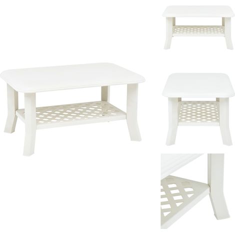 Couchtisch Weiß 90x60x46 cm Kunststoff - Gartenmöbel - Outdoor Möbel - Couchtisch - Plastiktisch - Weißer Tisch (1/5)