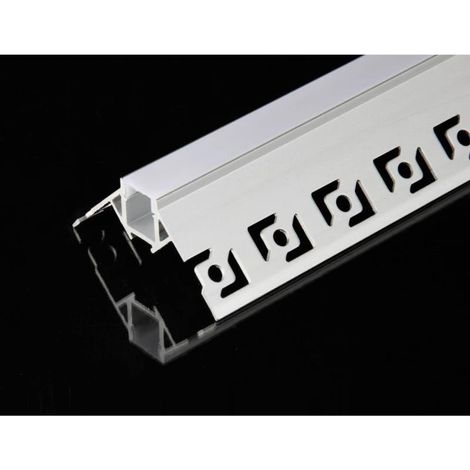 Profilé Aluminium encastré angulaire 2m pour Ruban LED Couvercle (1/4)