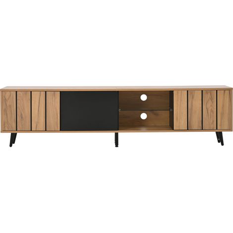 TV-Lowboard 175 x 31,5 x 45 cm in Natur und Schwarz für Fernseher bis 75 Zoll (1/5)