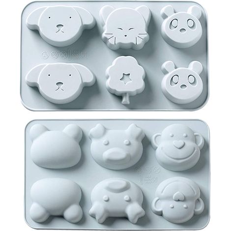2 Pezzi Stampo in Silicone, 6 Cavità Serie Foresta Animali per Dolci, Cioccolato, Biscotti, Ghiaccio, Gelatina, Integratori Bambini, DIY Sapone Fatto a Mano (1/5)