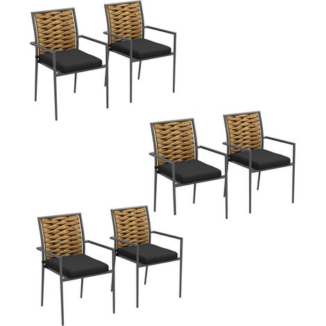 3er-Set gartenstühle Outdoor-Stühle Terrassenstühle, wetterbeständig, modernes Design, 57 x 58 x 87cm, Schwarz (1/5)