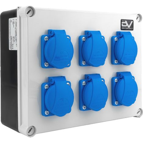 Coffret électrique de chantier 6x230 V, compact, hermétique, IP54, type E, non protégé, Doktorvolt DV-0171-F (1/4)