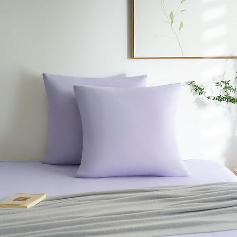 Lot de 2- Taies d'oreiller 65x65cm Violet Clair Housse d'oreiller avec Une Fermeture éclair en Microfibre (1/5)