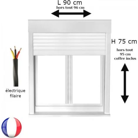 Fenêtre PVC avec volet roulant électrique H 75 x L 90 cm 2 vantaux pour pose en neuf (1/5)