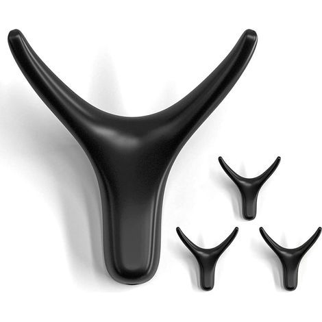 Set mit 4 Handtuchhaken, Wandhaken in Form eines Kuhkopfes, für Küchenutensilien und Handtücher im Wohnzimmer, in der Küche, im Schlafzimmer und im Badezimmer (schwarz) (1/5)