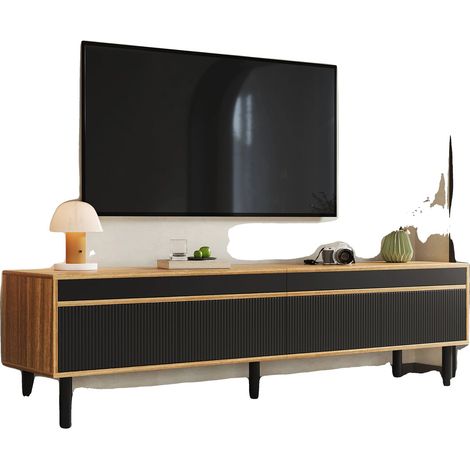 Mueble para TV, altura 47 cm, longitud 170 cm, estilo moderno, diseño de cuatro puertas, patas de madera maciza. (1/5)