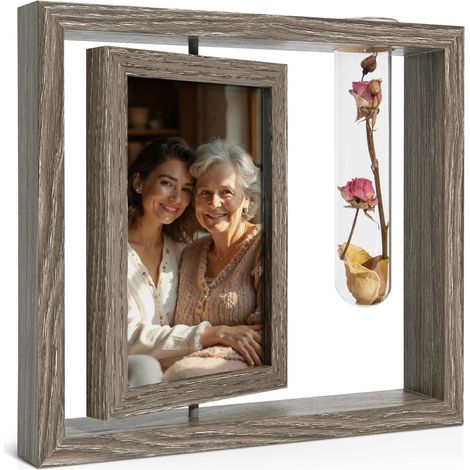 Cornice Portafoto Legno 10x15 cm Rustica Vaso Tavolo (1/4)