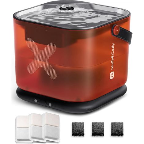 Fontaine à eau sans fil pour chat, fontaine sans fil en acier inoxydable de 3 L, fonctionne avec piles avec pompe silencieuse pour chats d'intérieur et petits chiens, 3 filtres inclus (1/5)