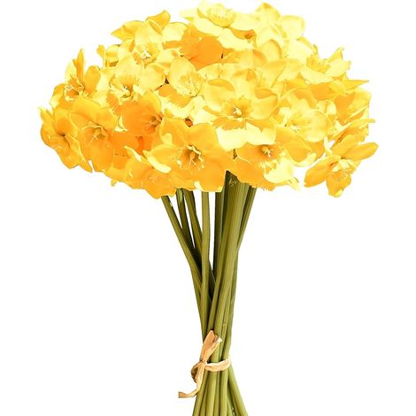 Mandy's 12 fleurs artificielles jaunes de narcisses, 40 cm, décorations de Pâques, fête, maison, Nouvel An, printemps, cadeau pour maman (1/5)