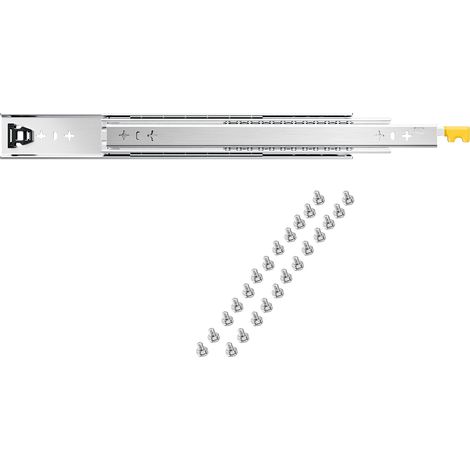 Mophorn 1 Par de Guías para Cajones de Extensión Completa, Soporta 113,4 kg, Rodamiento de Bolas con Riel Deslizante para Montaje Lateral con Bloqueo, 1500 x 53 x 19,5 mm