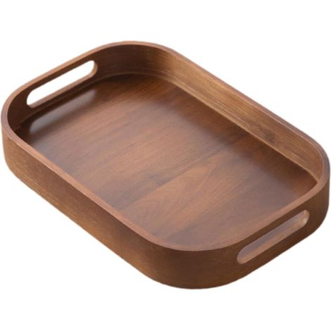 Vassoio in bambù con manici, piatto piano, tavolino da caffè, tagliere per il pane, ideale per tè, colazione, pranzo e cucina. Dimensioni: 33225 cm. (1/5)