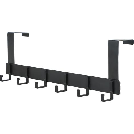 Crochet de Porte avec 6 Crochets Robustes en Alliage d'aluminium, patères Noires, Couronne de Porte, Porte-clés, Rangement pour Chambres, Cuisine, Salle de Bain, Vestes, Sacs à Main, Sacs, vê (1/5)