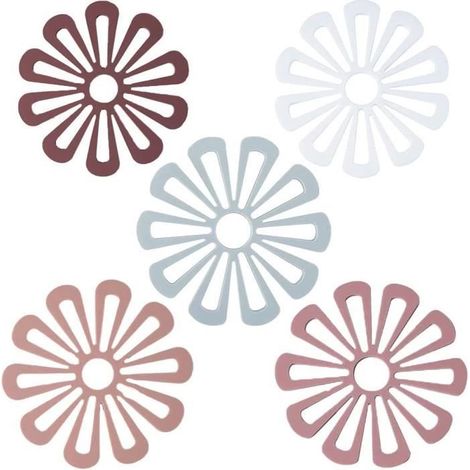 Dessous de plat en silicone - Fleurs - Antidérapant - 5 pièces - Couleur aléatoire (1/4)