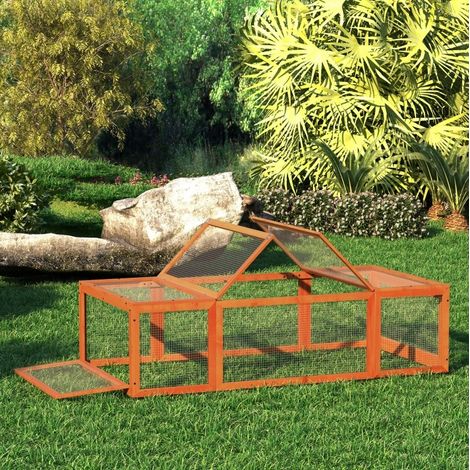 Parque exterior para pequeños animales con techo abatible, 180 x 90 x 48 cm, naranja DESVIAE (1/5)