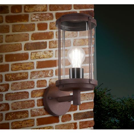 Moderne LED Außenwandleuchte Laterne in Rostoptik - Fassadenbeleuchtung (1/5)