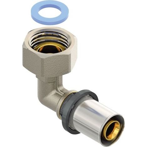 Coude écrou tournant femelle EASYTEC LBP à sertir diamètre 26 mm - à visser filetage 3/4” Femelle - FINIMETAL