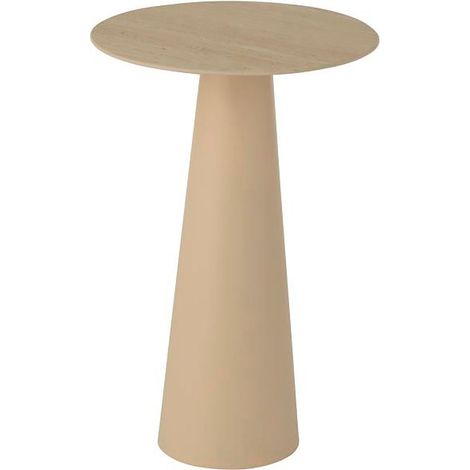 Table d'appoint ronde 40x63 cm en céramique effet travertin beige (1/5)