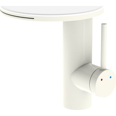 Robinet de lavabo à jet en cascade Dopamine avec bec pivotant, étagère en verre, robinets d'eau chaude et froide, robinet de salle de bains (gris) (1/5)