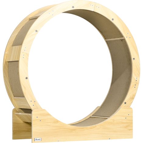 Rueda de ejercicio para gatos de 91 cm con freno y tablero rascador de madera (1/5)