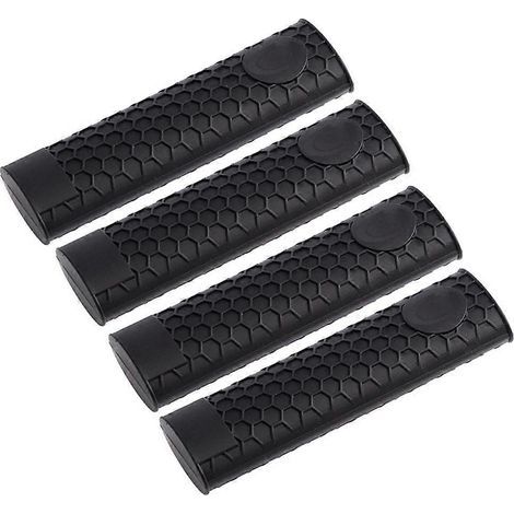 Set mit 4 hitzebeständigen und rutschfesten Silikon-Topflappen für Topfgriffe (schwarz) – 1553 cm (1/4)