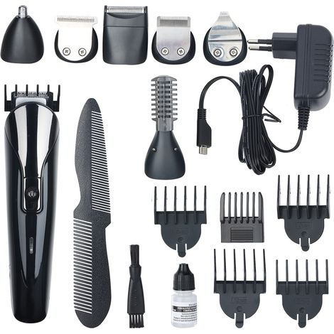 6-en-1 tondeuse électrique multifonction pour barbe, poils d’aisselles et nez, rasoir rechargeable, prise UE 100-240V (1/5)