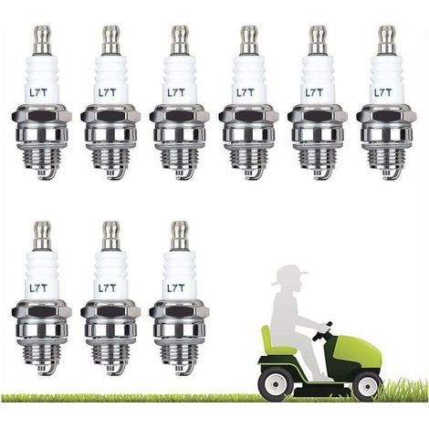 Lot de 10 Bougie D'allumage L7T Bougie Tronconneuse Débroussailleuse Tondeuse pour Moteur à Deux Temps Taille Haie (1/5)