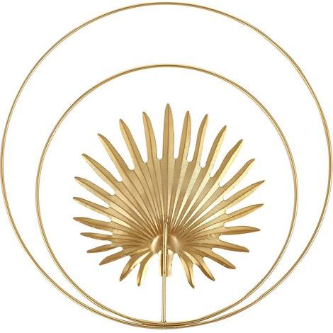 Esculturas de pared de hierro AIDUCHO, figura de pared botánica de hoja de palma, arte abstracto de pared, adorno de placa colgante para decoración de interiores y exteriores en el hogar y la oficina. (1/5)
