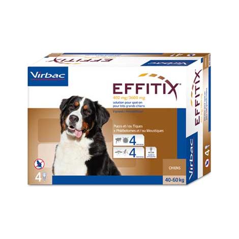 Pipetas EFFITIX XL Para Perros Gigantes (40 a 60 kg) Anti Parásitos, Pulgas, Garrapatas y Flebotomos - Caja 4 pipetas