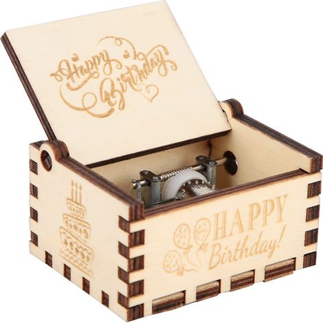 Coffret musical en bois blanc vintage sculpté à la main, boîte à musique rétro cadeau d'anniversaire (1/4)