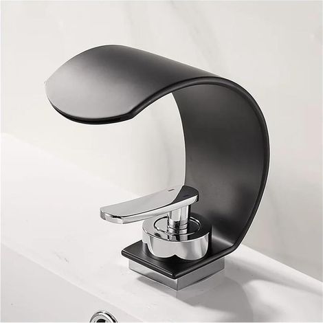 Modern stainless steel bathroom faucet, waterfall style, hot and cold mixer tap for sink and vanity (1/5)