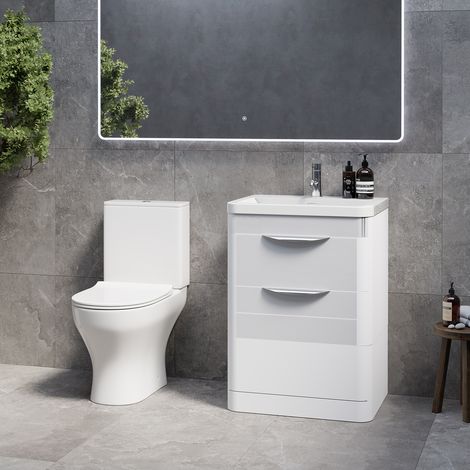 Oslo Gloss White 1150mm Wall Mounted Vanity and Jubilee Toilet Suite with Leni Basin - 1150mm - Oslo Standard Handle