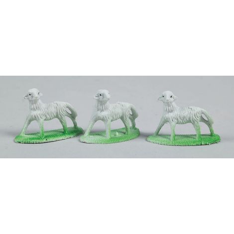 3 Schafe 6 cm in Blister-Weihnachtsdekoration