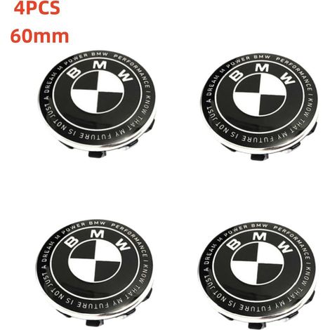 NURIA-Cache moyeu jante BMW 60mm-Enjoliveur centre roue-Convient pour le remplacement des enjoliveurs BMW-Collaboration Noir et Blanc (1/2)