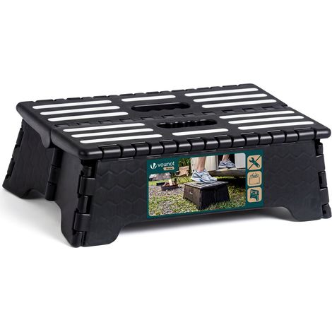 VOUNOT® Tritthocker Klappbar Klapphocker faltbar mit integriertem Griff 39,5 x 24 x 13 cm Schwarz