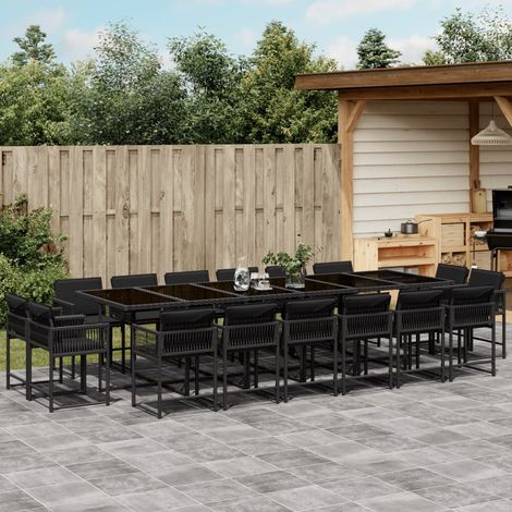 Ensemble à manger de jardin 17 pcs coussins noir résine tressée vidaXL (1/5)