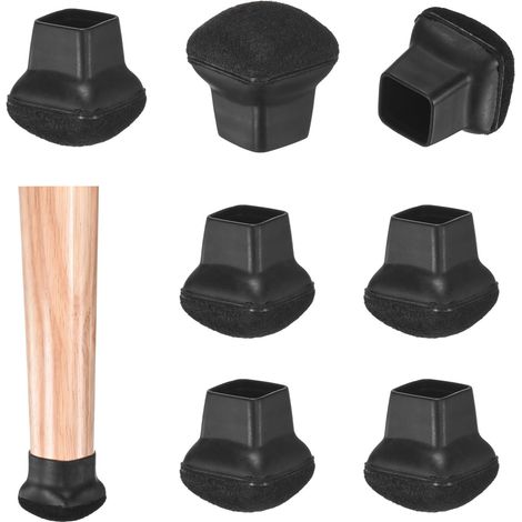 Lot de 8 Protège-Pieds Chaise - Silicone et Feutre Noir pour Sols Bois et Céramique - 0.55"-0.75" - Protection Meubles Parquet Carrelage (1/5)