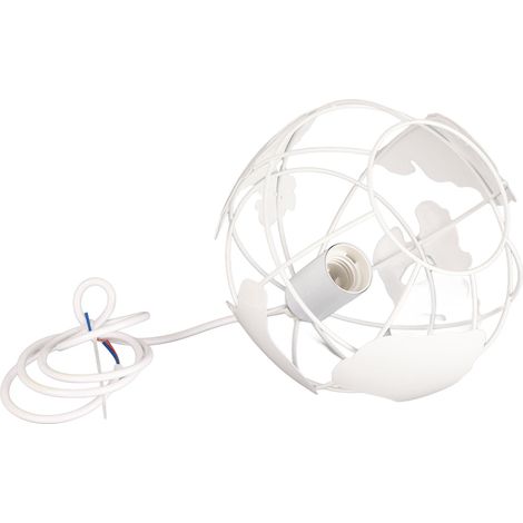 Lampe suspendue globe vintage design industriel 20cm blanc, idéale pour café, bar, chambre, salon, style nordique moderne. (1/5)