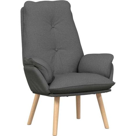 Fauteuil gris foncé, dimensions : 69 x 74 x 93 cm, matériau : tissu et contreplaqué. (1/5)