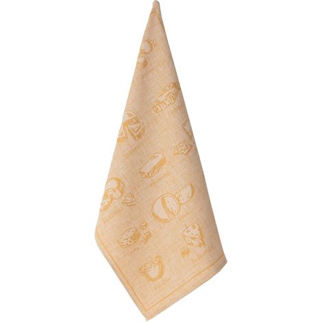 Torchon Jaune imprimé Fromages 50 x 70 cm (1/4)