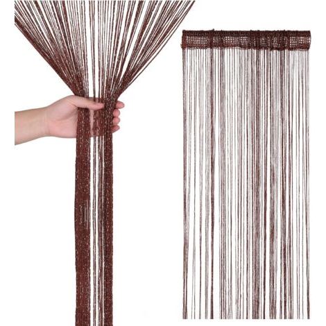 Tenda divisoria per porte e finestre con nappe, adatta per la decorazione della casa (100 x 200 cm), colore caffè. (1/5)
