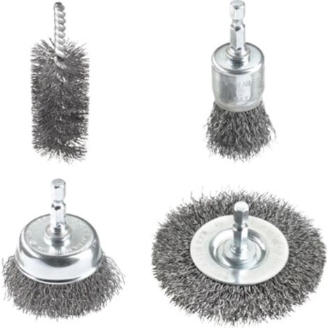 Set de cepillos metálicos kwb 597530 acero 4 piezas para taladro (1/3)