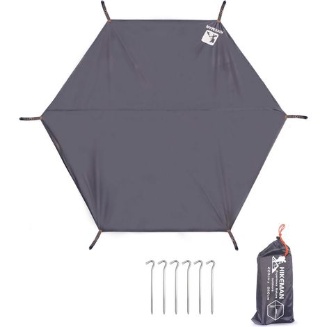 Tapis de sol hexagonal ultraléger et imperméable - Avec 6 piquets de tente - Camping, randonnée, pique-nique (1/5)