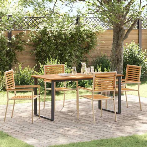 vidaXL  Garden Dining Set  5 pcs Beige Solid Acacia Wood
