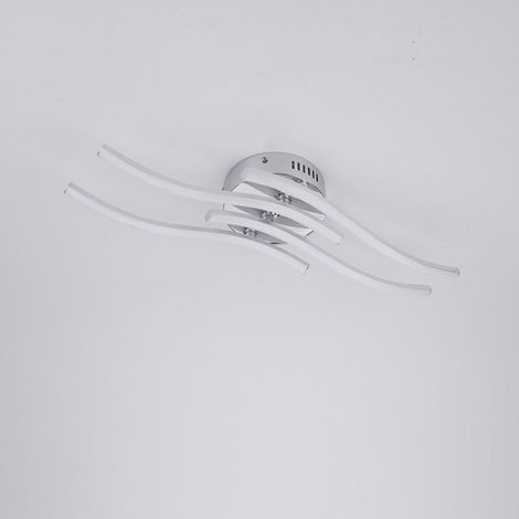 Plafonnier LED 4 Lumières, 24W Luminaire Plafonnier Vagues, Lampe de Plafond LED Moderne Argent, 6000K Blanc Froid Plafonnier Chambre, Couloir (1/5)